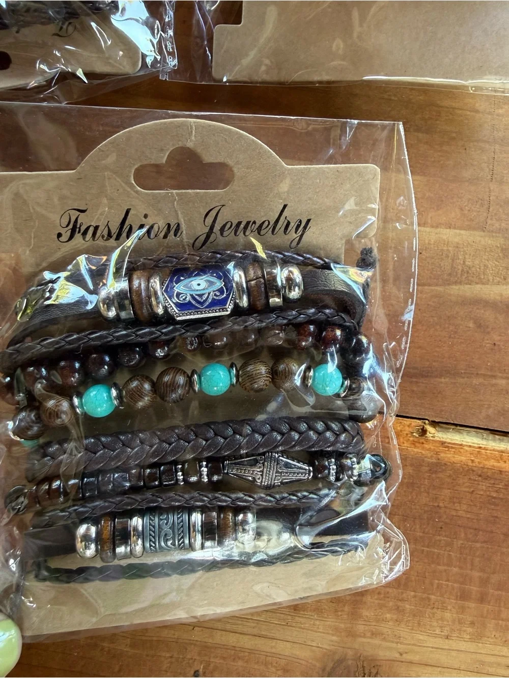 Fashion Jewelry Brown and Turquoise Layered Wrap Bracelet Pack